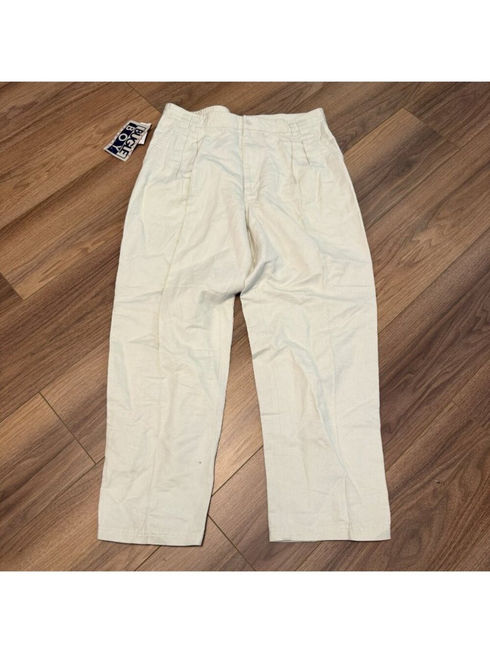 Vintage Bugle Boy Pleated Pants Mens 36 Off White Cream NWT